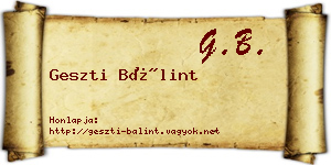 Geszti Bálint névjegykártya
